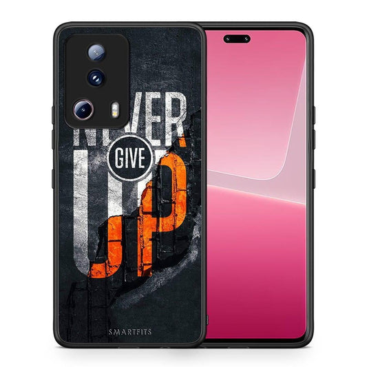 Θήκη Xiaomi 13 Lite 5G Never Give Up από τη Smartfits με σχέδιο στο πίσω μέρος και μαύρο περίβλημα | Xiaomi 13 Lite 5G Never Give Up Case with Colorful Back and Black Bezels