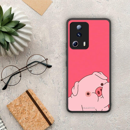 Θήκη Xiaomi 13 Lite 5G Pig Love 1 από τη Smartfits με σχέδιο στο πίσω μέρος και μαύρο περίβλημα | Xiaomi 13 Lite 5G Pig Love 1 Case with Colorful Back and Black Bezels