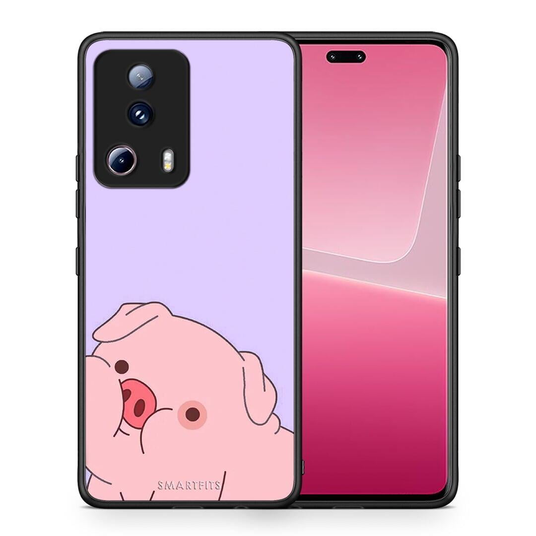 Θήκη Xiaomi 13 Lite 5G Pig Love 2 από τη Smartfits με σχέδιο στο πίσω μέρος και μαύρο περίβλημα | Xiaomi 13 Lite 5G Pig Love 2 Case with Colorful Back and Black Bezels