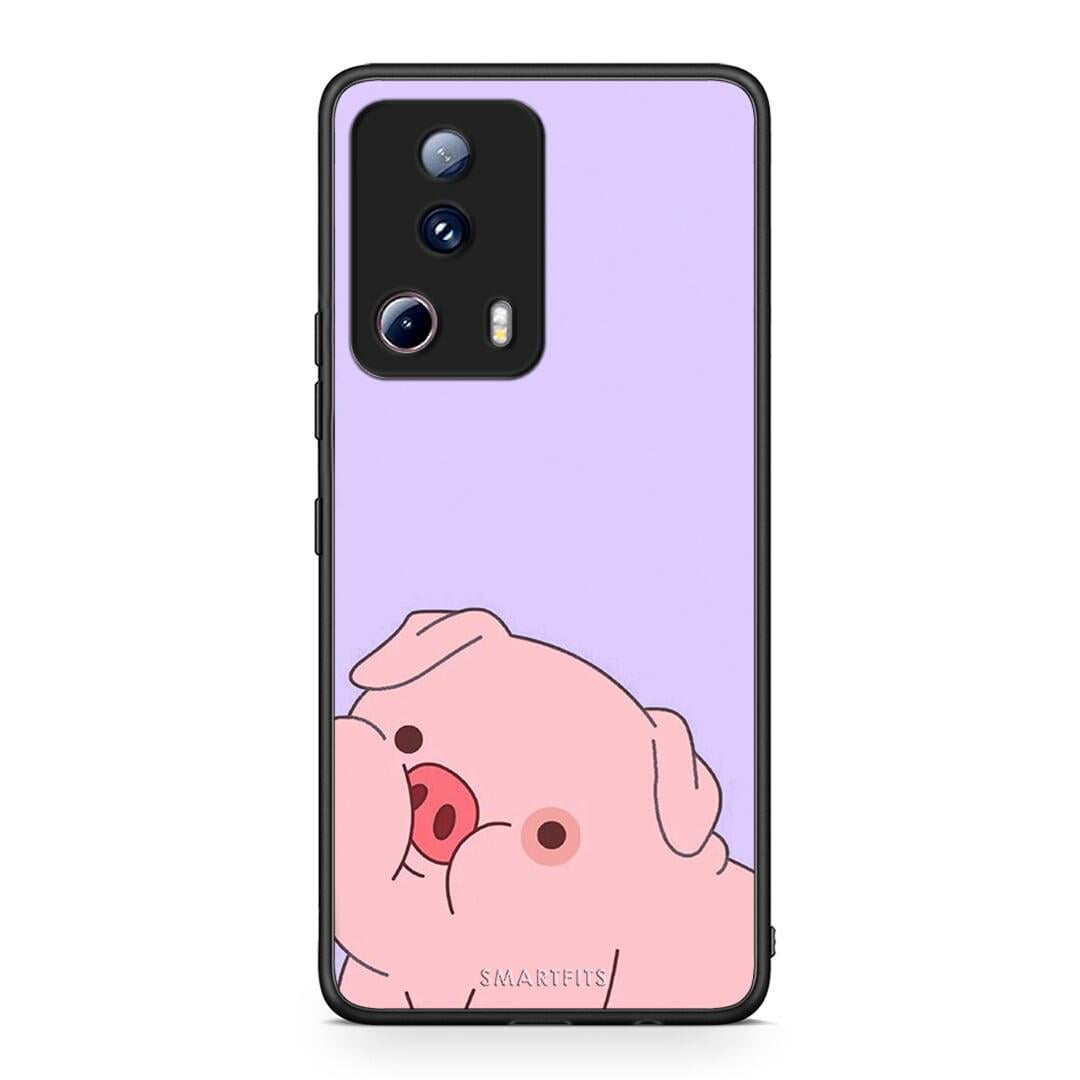 Θήκη Xiaomi 13 Lite 5G Pig Love 2 από τη Smartfits με σχέδιο στο πίσω μέρος και μαύρο περίβλημα | Xiaomi 13 Lite 5G Pig Love 2 Case with Colorful Back and Black Bezels