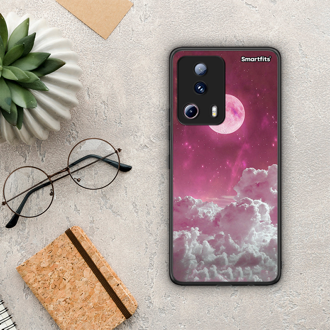 Θήκη Xiaomi 13 Lite 5G Pink Moon από τη Smartfits με σχέδιο στο πίσω μέρος και μαύρο περίβλημα | Xiaomi 13 Lite 5G Pink Moon Case with Colorful Back and Black Bezels