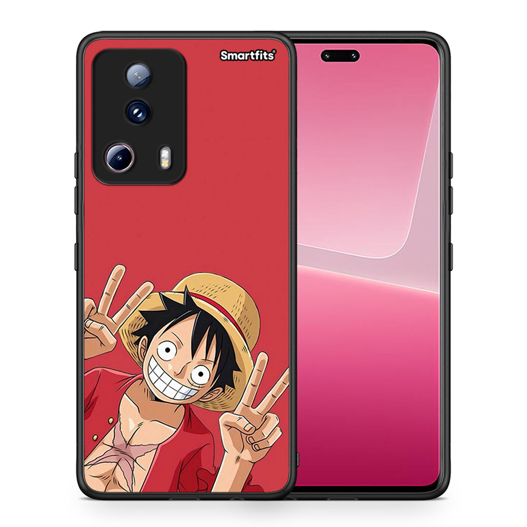 Θήκη Xiaomi 13 Lite 5G Pirate Luffy από τη Smartfits με σχέδιο στο πίσω μέρος και μαύρο περίβλημα | Xiaomi 13 Lite 5G Pirate Luffy Case with Colorful Back and Black Bezels