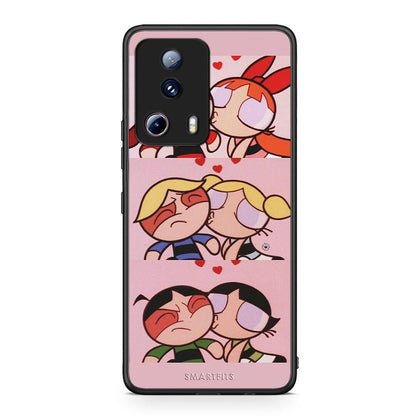 Θήκη Xiaomi 13 Lite 5G Puff Love από τη Smartfits με σχέδιο στο πίσω μέρος και μαύρο περίβλημα | Xiaomi 13 Lite 5G Puff Love Case with Colorful Back and Black Bezels
