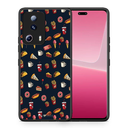 Θήκη Xiaomi 13 Lite 5G Random Hungry από τη Smartfits με σχέδιο στο πίσω μέρος και μαύρο περίβλημα | Xiaomi 13 Lite 5G Random Hungry Case with Colorful Back and Black Bezels