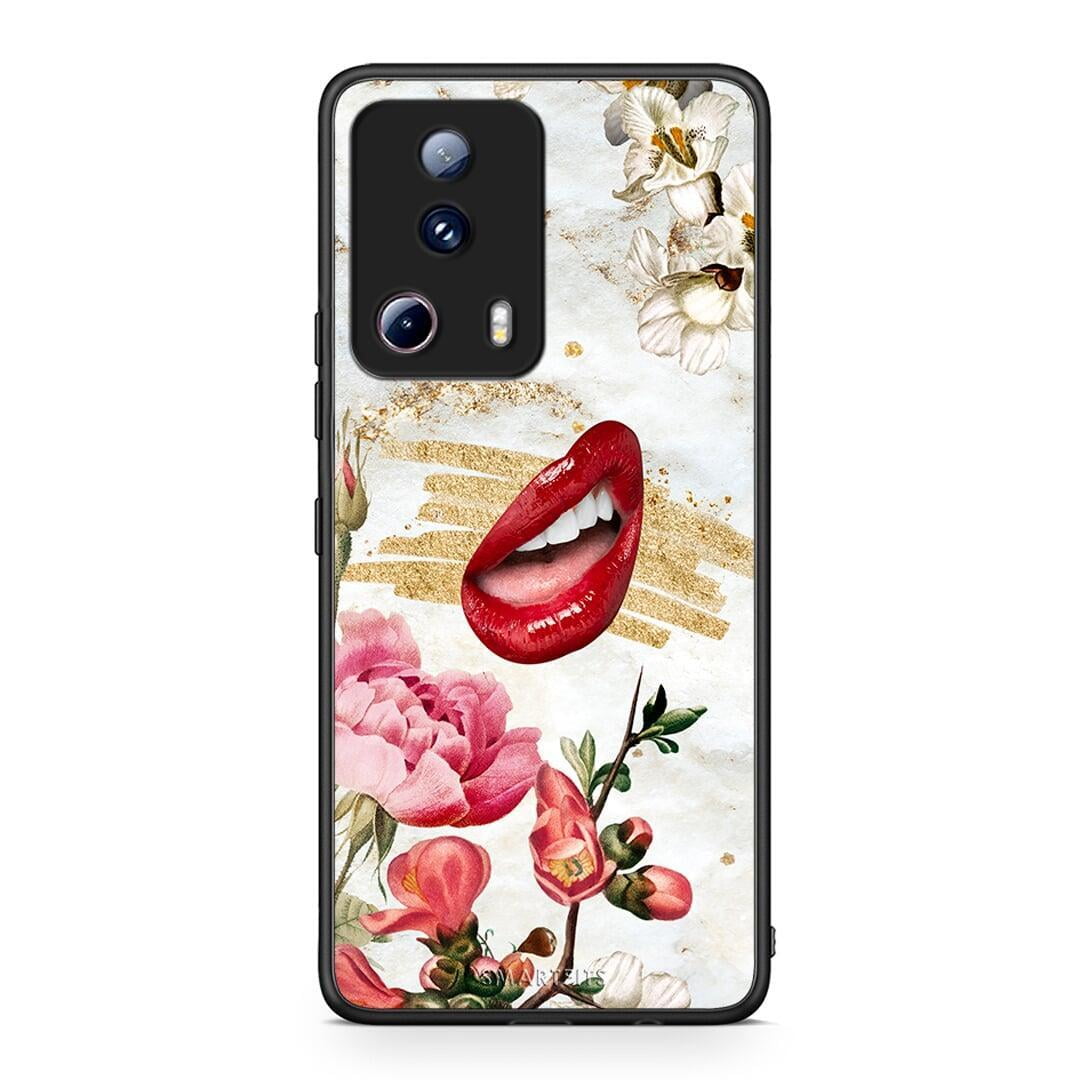 Θήκη Xiaomi 13 Lite 5G Red Lips από τη Smartfits με σχέδιο στο πίσω μέρος και μαύρο περίβλημα | Xiaomi 13 Lite 5G Red Lips Case with Colorful Back and Black Bezels