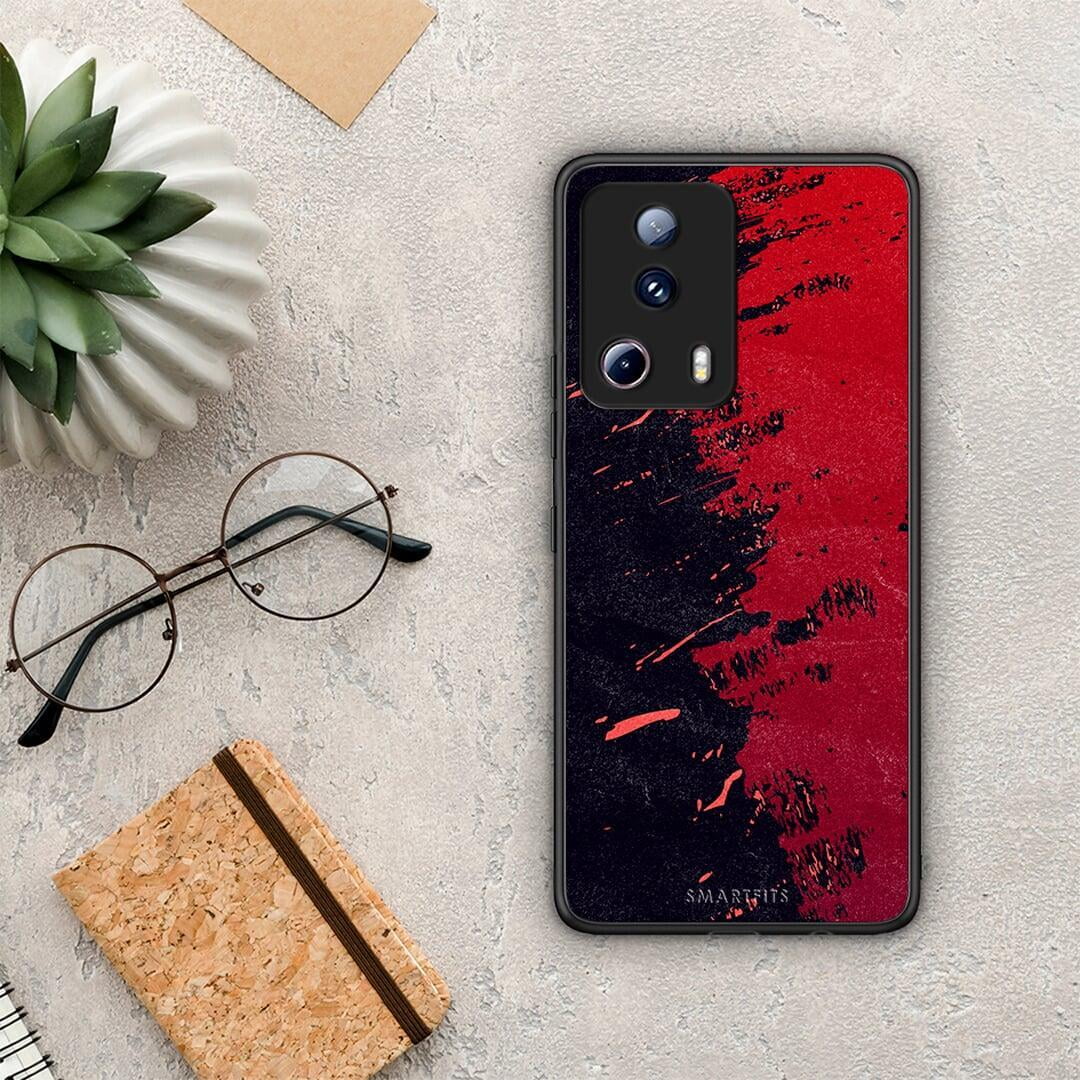 Θήκη Xiaomi 13 Lite 5G Red Paint από τη Smartfits με σχέδιο στο πίσω μέρος και μαύρο περίβλημα | Xiaomi 13 Lite 5G Red Paint Case with Colorful Back and Black Bezels