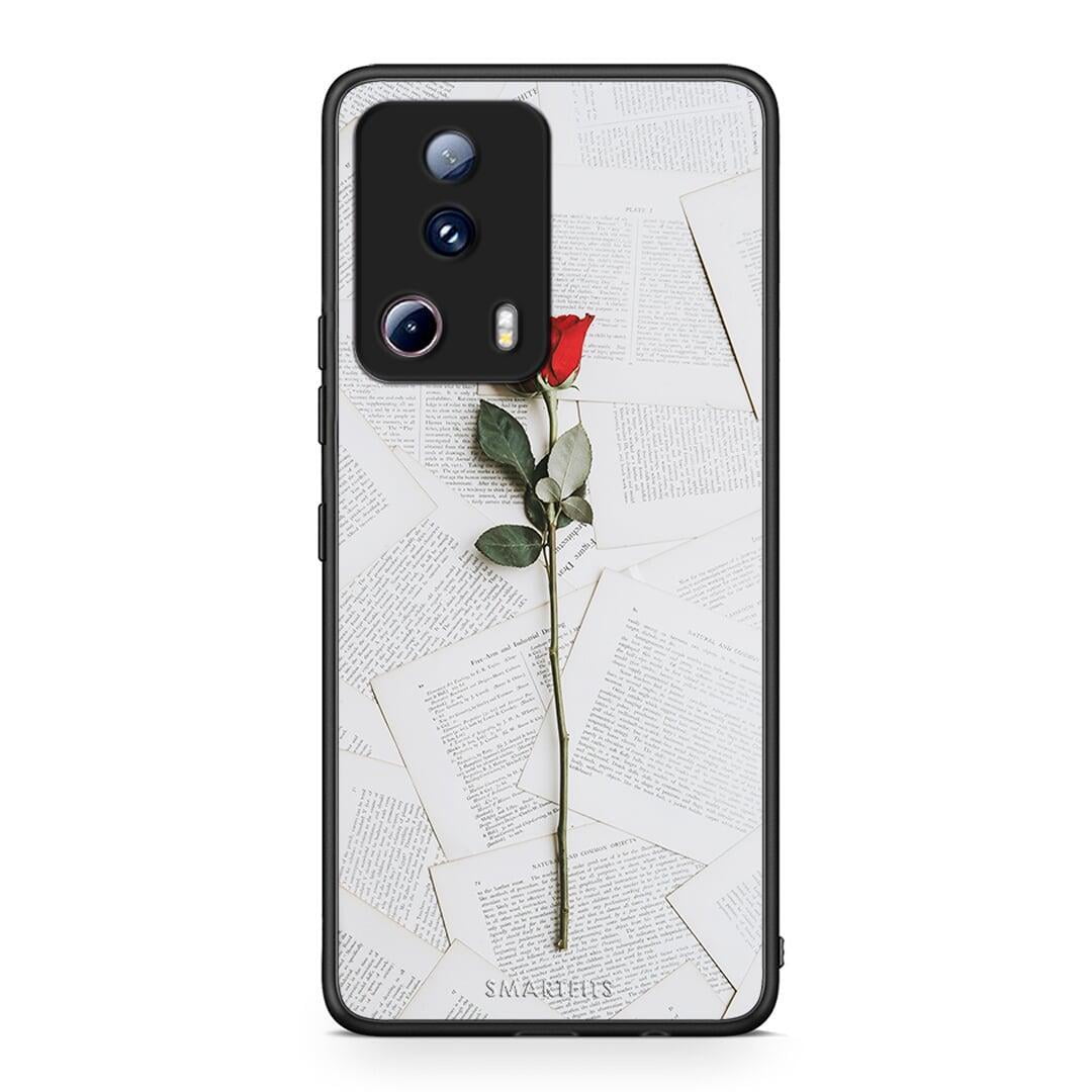 Θήκη Xiaomi 13 Lite 5G Red Rose από τη Smartfits με σχέδιο στο πίσω μέρος και μαύρο περίβλημα | Xiaomi 13 Lite 5G Red Rose Case with Colorful Back and Black Bezels