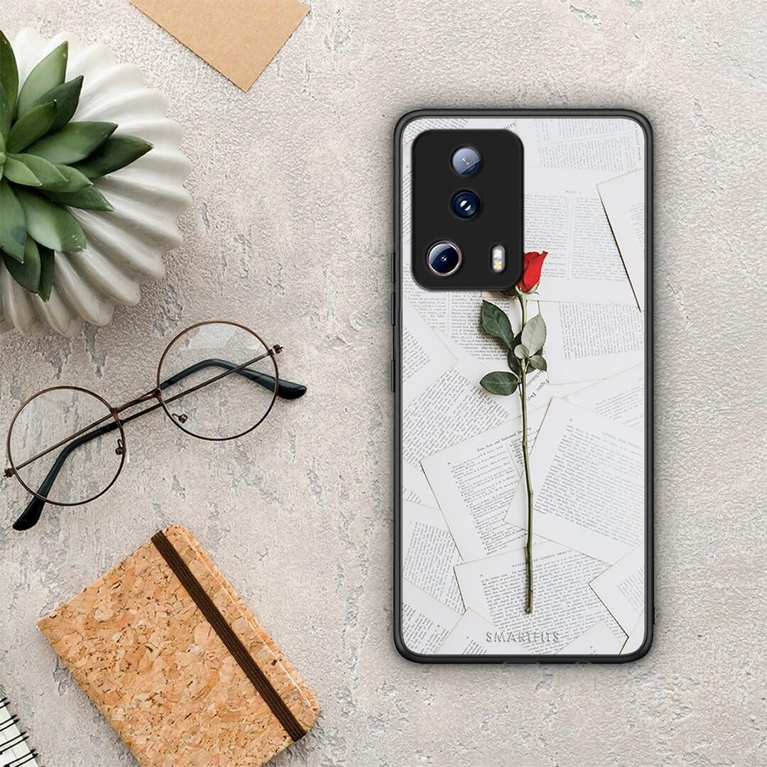 Θήκη Xiaomi 13 Lite 5G Red Rose από τη Smartfits με σχέδιο στο πίσω μέρος και μαύρο περίβλημα | Xiaomi 13 Lite 5G Red Rose Case with Colorful Back and Black Bezels