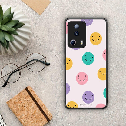 Θήκη Xiaomi 13 Lite 5G Smiley Faces από τη Smartfits με σχέδιο στο πίσω μέρος και μαύρο περίβλημα | Xiaomi 13 Lite 5G Smiley Faces Case with Colorful Back and Black Bezels