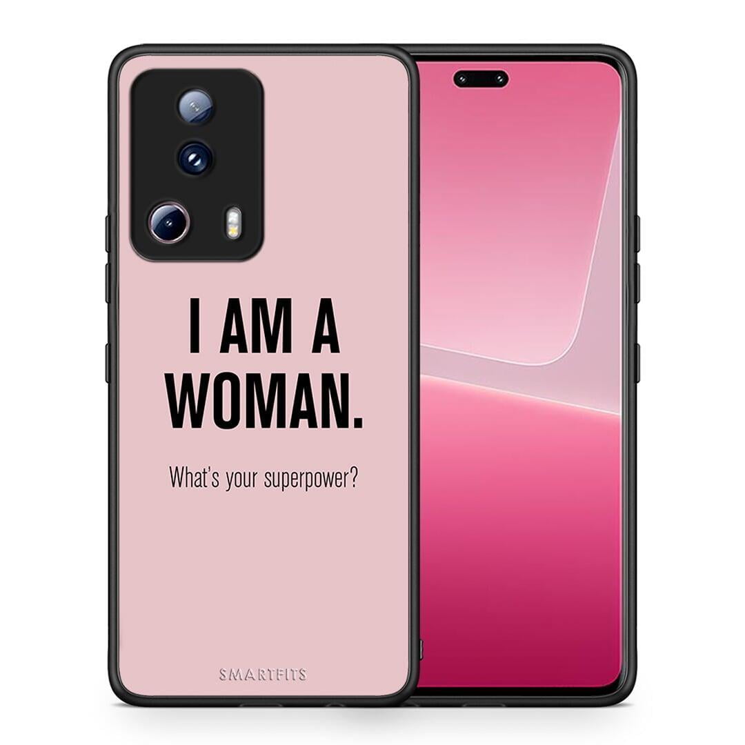 Θήκη Xiaomi 13 Lite 5G Superpower Woman από τη Smartfits με σχέδιο στο πίσω μέρος και μαύρο περίβλημα | Xiaomi 13 Lite 5G Superpower Woman Case with Colorful Back and Black Bezels