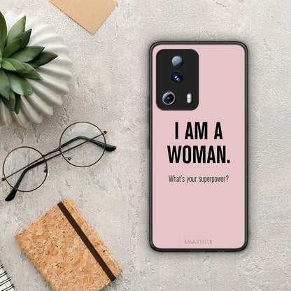 Θήκη Xiaomi 13 Lite 5G Superpower Woman από τη Smartfits με σχέδιο στο πίσω μέρος και μαύρο περίβλημα | Xiaomi 13 Lite 5G Superpower Woman Case with Colorful Back and Black Bezels