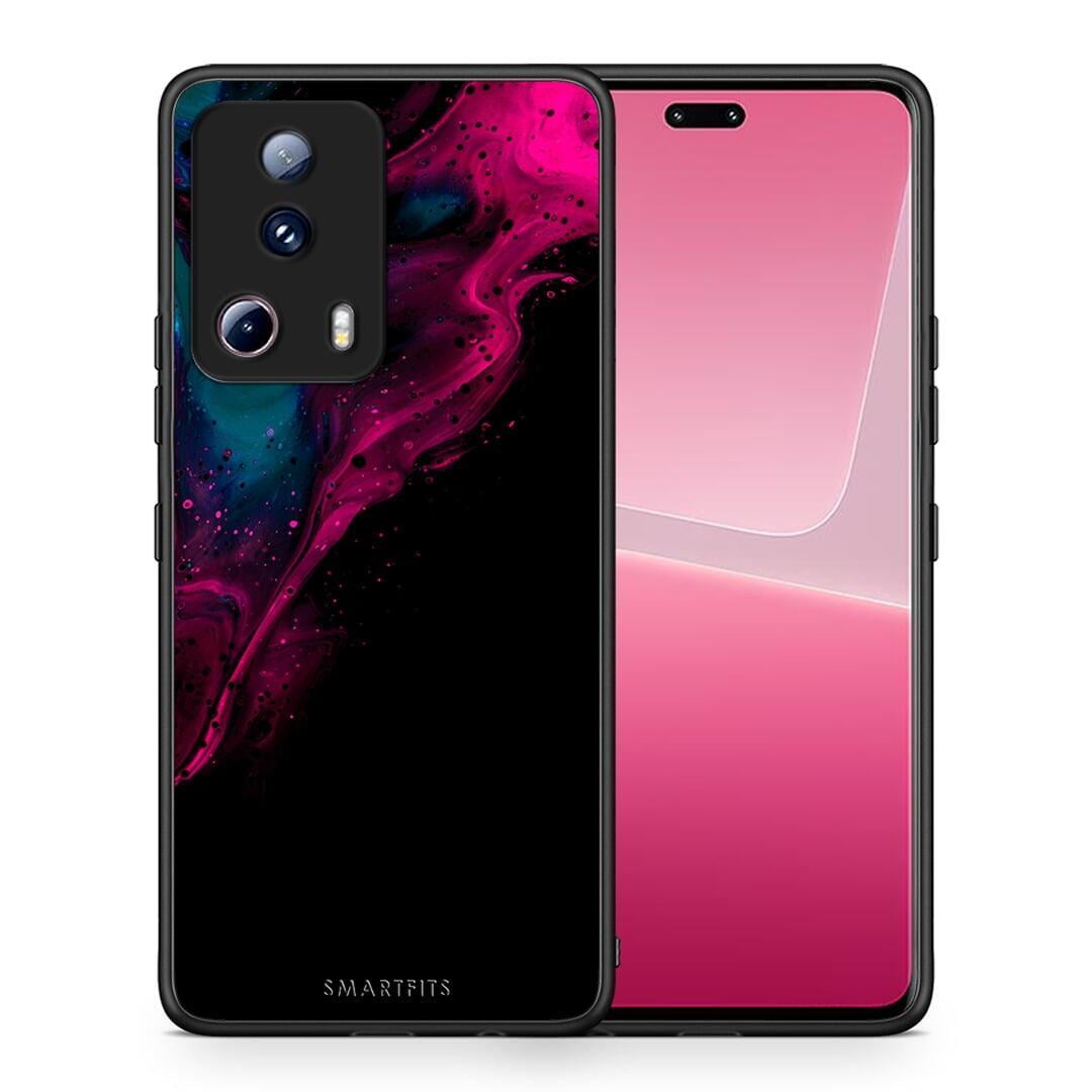 Θήκη Xiaomi 13 Lite 5G Watercolor Pink Black από τη Smartfits με σχέδιο στο πίσω μέρος και μαύρο περίβλημα | Xiaomi 13 Lite 5G Watercolor Pink Black Case with Colorful Back and Black Bezels