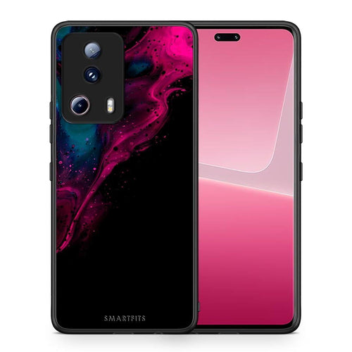 Θήκη Xiaomi 13 Lite 5G Watercolor Pink Black από τη Smartfits με σχέδιο στο πίσω μέρος και μαύρο περίβλημα | Xiaomi 13 Lite 5G Watercolor Pink Black Case with Colorful Back and Black Bezels