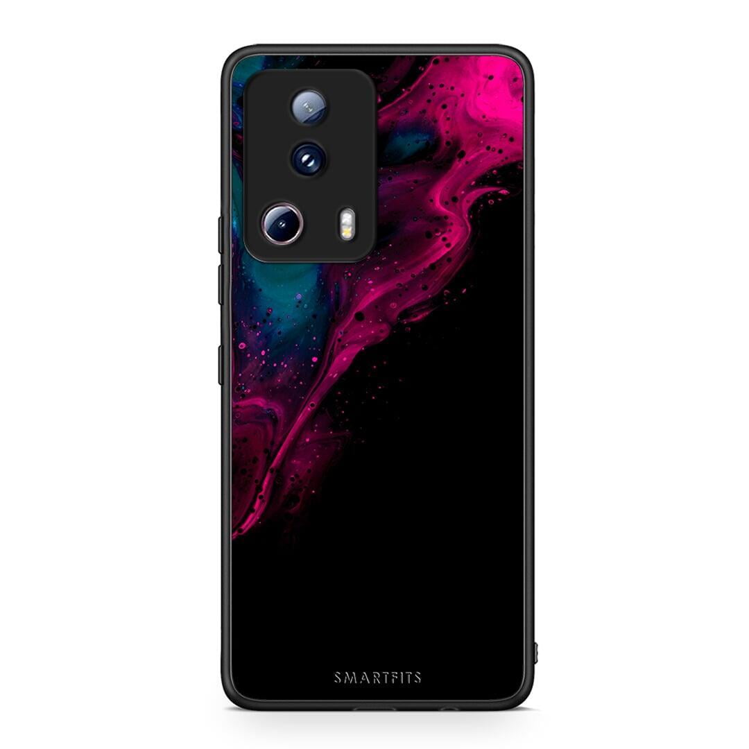 Θήκη Xiaomi 13 Lite 5G Watercolor Pink Black από τη Smartfits με σχέδιο στο πίσω μέρος και μαύρο περίβλημα | Xiaomi 13 Lite 5G Watercolor Pink Black Case with Colorful Back and Black Bezels