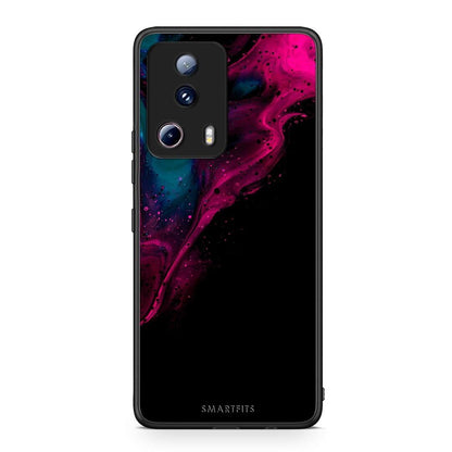 Θήκη Xiaomi 13 Lite 5G Watercolor Pink Black από τη Smartfits με σχέδιο στο πίσω μέρος και μαύρο περίβλημα | Xiaomi 13 Lite 5G Watercolor Pink Black Case with Colorful Back and Black Bezels