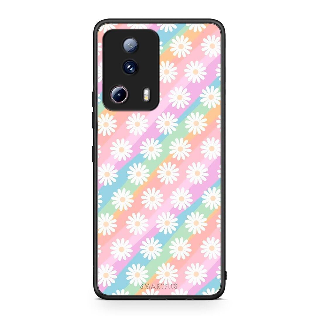 Θήκη Xiaomi 13 Lite 5G White Daisies από τη Smartfits με σχέδιο στο πίσω μέρος και μαύρο περίβλημα | Xiaomi 13 Lite 5G White Daisies Case with Colorful Back and Black Bezels