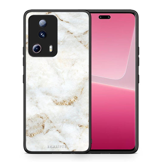 Θήκη Xiaomi 13 Lite 5G White Gold Marble από τη Smartfits με σχέδιο στο πίσω μέρος και μαύρο περίβλημα | Xiaomi 13 Lite 5G White Gold Marble Case with Colorful Back and Black Bezels