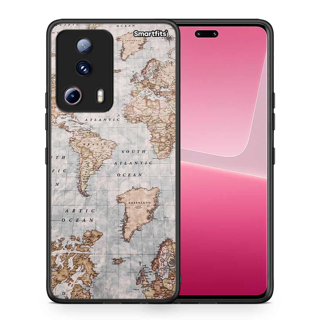 Θήκη Xiaomi 13 Lite 5G World Map από τη Smartfits με σχέδιο στο πίσω μέρος και μαύρο περίβλημα | Xiaomi 13 Lite 5G World Map Case with Colorful Back and Black Bezels