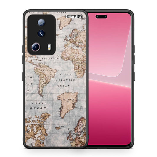 Θήκη Xiaomi 13 Lite 5G World Map από τη Smartfits με σχέδιο στο πίσω μέρος και μαύρο περίβλημα | Xiaomi 13 Lite 5G World Map Case with Colorful Back and Black Bezels