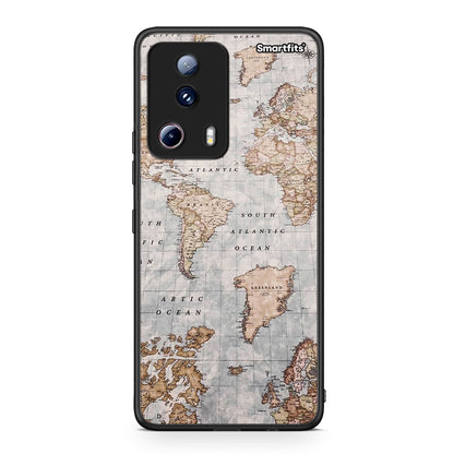 Θήκη Xiaomi 13 Lite 5G World Map από τη Smartfits με σχέδιο στο πίσω μέρος και μαύρο περίβλημα | Xiaomi 13 Lite 5G World Map Case with Colorful Back and Black Bezels