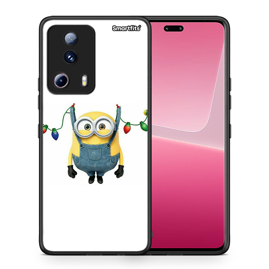 Θήκη Xiaomi 13 Lite 5G Xmas Minion Lights από τη Smartfits με σχέδιο στο πίσω μέρος και μαύρο περίβλημα | Xiaomi 13 Lite 5G Xmas Minion Lights Case with Colorful Back and Black Bezels