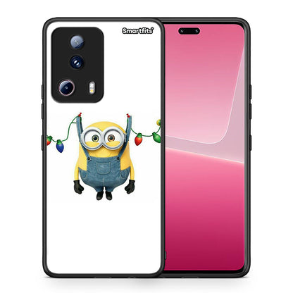 Θήκη Xiaomi 13 Lite 5G Xmas Minion Lights από τη Smartfits με σχέδιο στο πίσω μέρος και μαύρο περίβλημα | Xiaomi 13 Lite 5G Xmas Minion Lights Case with Colorful Back and Black Bezels