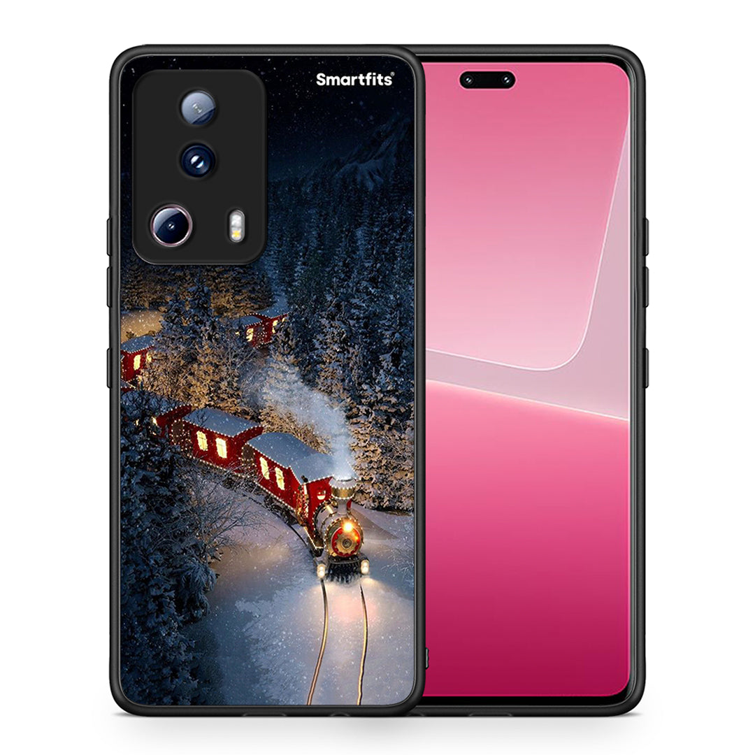 Θήκη Xiaomi 13 Lite 5G Xmas Train από τη Smartfits με σχέδιο στο πίσω μέρος και μαύρο περίβλημα | Xiaomi 13 Lite 5G Xmas Train Case with Colorful Back and Black Bezels