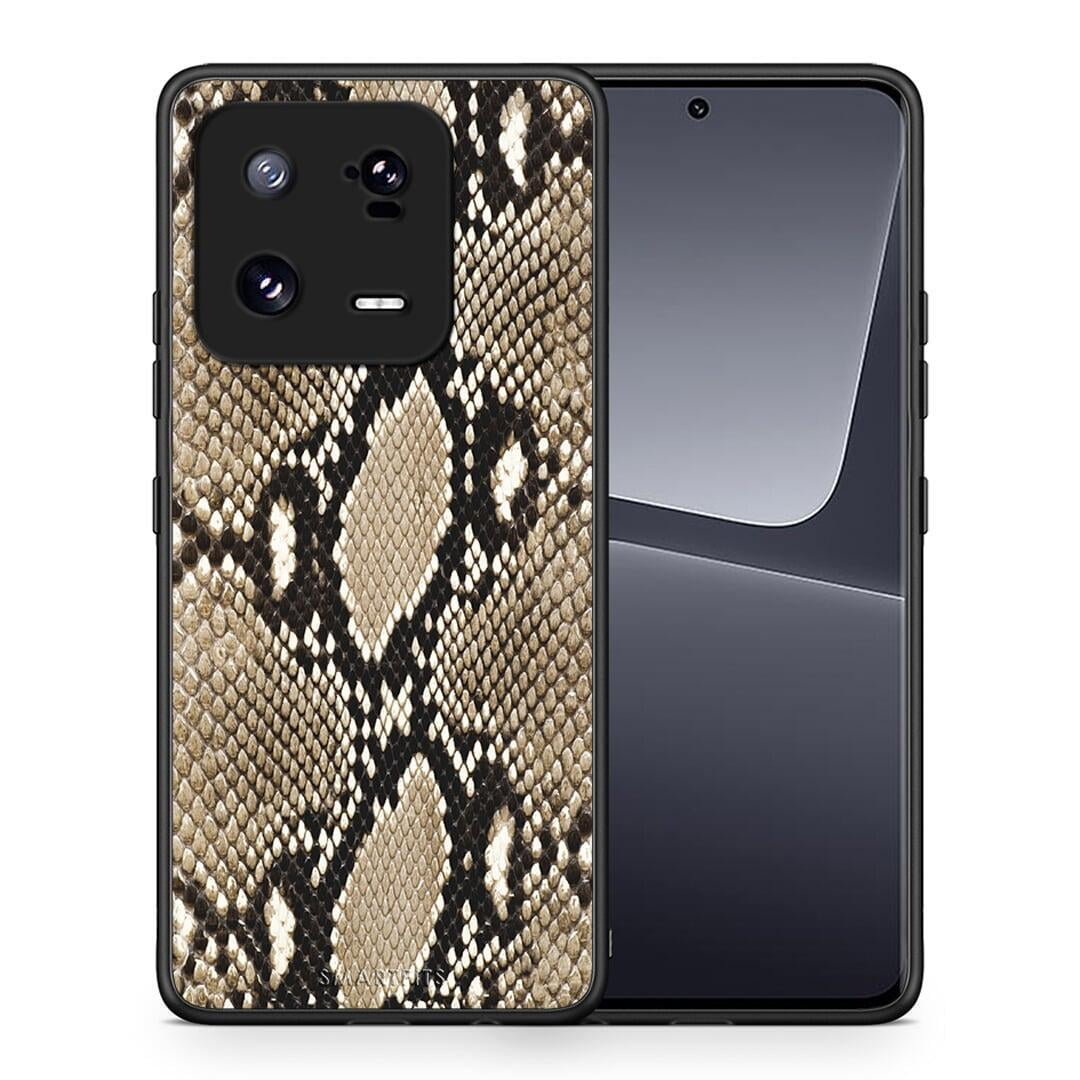 Θήκη Xiaomi 13 Pro Animal Fashion Snake από τη Smartfits με σχέδιο στο πίσω μέρος και μαύρο περίβλημα | Xiaomi 13 Pro Animal Fashion Snake Case with Colorful Back and Black Bezels