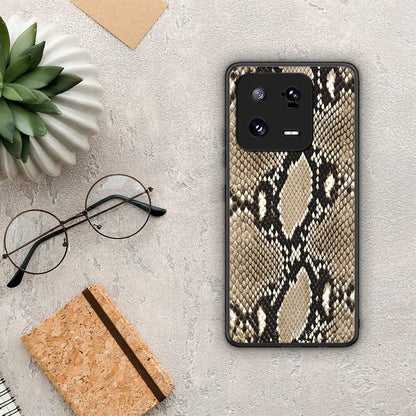 Θήκη Xiaomi 13 Pro Animal Fashion Snake από τη Smartfits με σχέδιο στο πίσω μέρος και μαύρο περίβλημα | Xiaomi 13 Pro Animal Fashion Snake Case with Colorful Back and Black Bezels