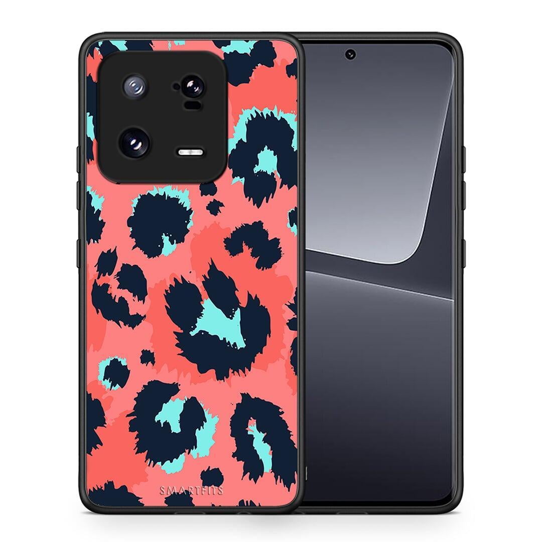 Θήκη Xiaomi 13 Pro Animal Pink Leopard από τη Smartfits με σχέδιο στο πίσω μέρος και μαύρο περίβλημα | Xiaomi 13 Pro Animal Pink Leopard Case with Colorful Back and Black Bezels
