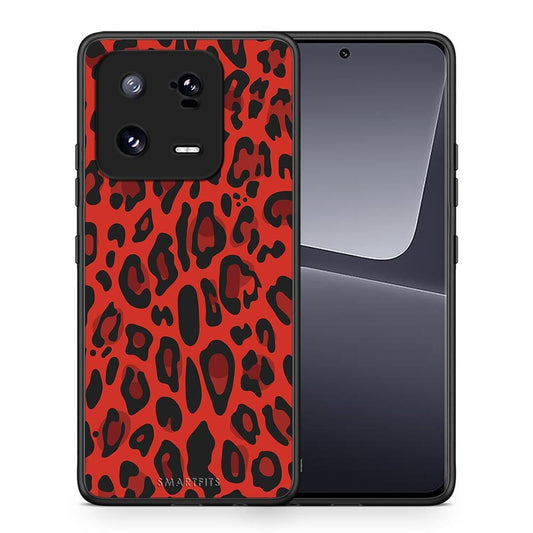 Θήκη Xiaomi 13 Pro Animal Red Leopard από τη Smartfits με σχέδιο στο πίσω μέρος και μαύρο περίβλημα | Xiaomi 13 Pro Animal Red Leopard Case with Colorful Back and Black Bezels