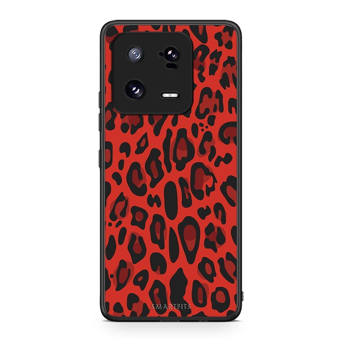 Θήκη Xiaomi 13 Animal Red Leopard από τη Smartfits με σχέδιο στο πίσω μέρος και μαύρο περίβλημα | Xiaomi 13 Animal Red Leopard Case with Colorful Back and Black Bezels