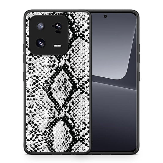 Θήκη Xiaomi 13 Animal White Snake από τη Smartfits με σχέδιο στο πίσω μέρος και μαύρο περίβλημα | Xiaomi 13 Animal White Snake Case with Colorful Back and Black Bezels