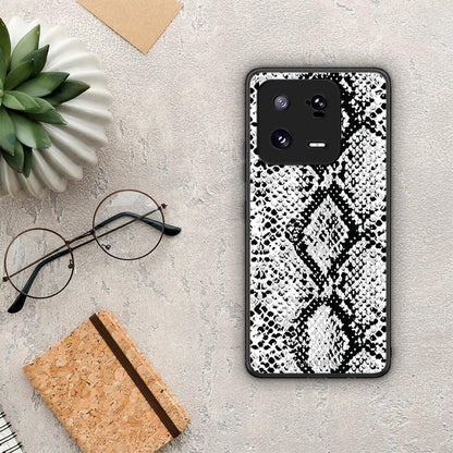Θήκη Xiaomi 13 Pro Animal White Snake από τη Smartfits με σχέδιο στο πίσω μέρος και μαύρο περίβλημα | Xiaomi 13 Pro Animal White Snake Case with Colorful Back and Black Bezels