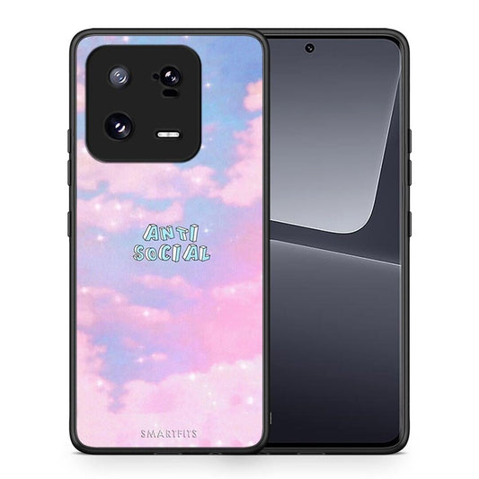 Θήκη Xiaomi 13 Anti Social από τη Smartfits με σχέδιο στο πίσω μέρος και μαύρο περίβλημα | Xiaomi 13 Anti Social Case with Colorful Back and Black Bezels