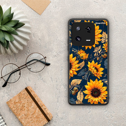Θήκη Xiaomi 13 Autumn Sunflowers από τη Smartfits με σχέδιο στο πίσω μέρος και μαύρο περίβλημα | Xiaomi 13 Autumn Sunflowers Case with Colorful Back and Black Bezels