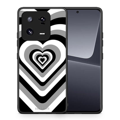 Θήκη Xiaomi 13 Pro Black Hearts από τη Smartfits με σχέδιο στο πίσω μέρος και μαύρο περίβλημα | Xiaomi 13 Pro Black Hearts Case with Colorful Back and Black Bezels