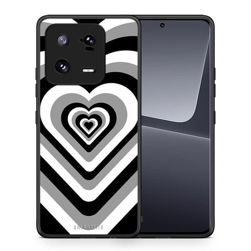 Θήκη Xiaomi 13 Pro Black Hearts από τη Smartfits με σχέδιο στο πίσω μέρος και μαύρο περίβλημα | Xiaomi 13 Pro Black Hearts Case with Colorful Back and Black Bezels