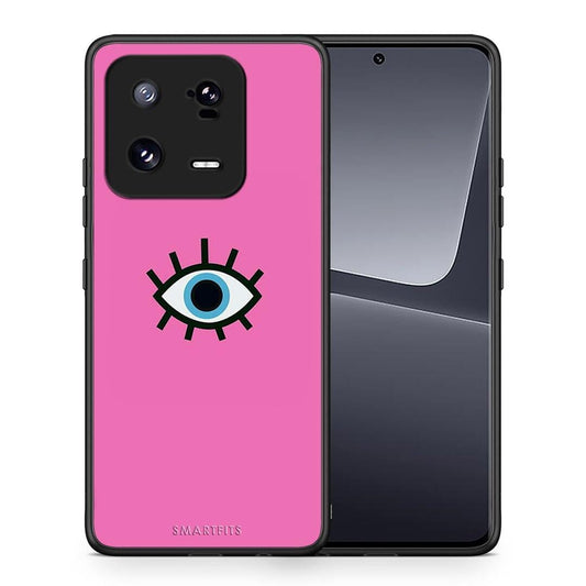 Θήκη Xiaomi 13 Pro Blue Eye Pink από τη Smartfits με σχέδιο στο πίσω μέρος και μαύρο περίβλημα | Xiaomi 13 Pro Blue Eye Pink Case with Colorful Back and Black Bezels