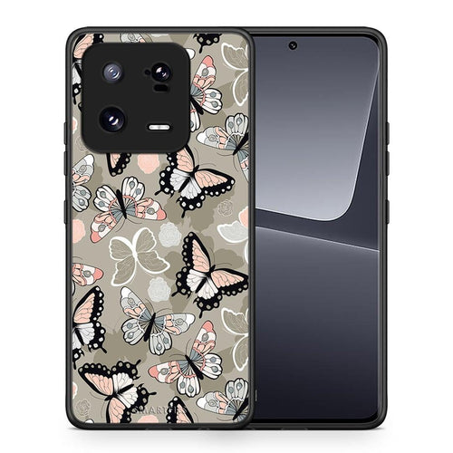 Θήκη Xiaomi 13 Boho Butterflies από τη Smartfits με σχέδιο στο πίσω μέρος και μαύρο περίβλημα | Xiaomi 13 Boho Butterflies Case with Colorful Back and Black Bezels