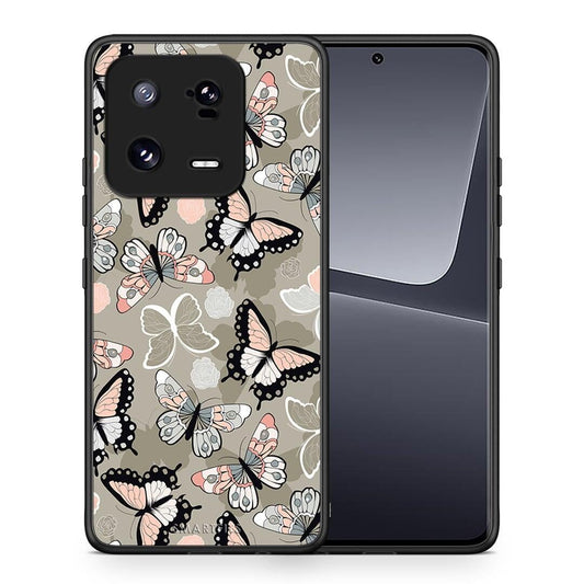 Θήκη Xiaomi 13 Boho Butterflies από τη Smartfits με σχέδιο στο πίσω μέρος και μαύρο περίβλημα | Xiaomi 13 Boho Butterflies Case with Colorful Back and Black Bezels