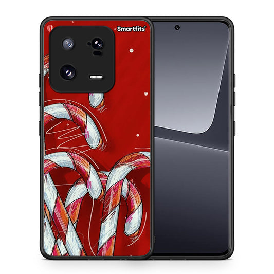 Θήκη Xiaomi 13 Pro Candy Cane από τη Smartfits με σχέδιο στο πίσω μέρος και μαύρο περίβλημα | Xiaomi 13 Pro Candy Cane Case with Colorful Back and Black Bezels