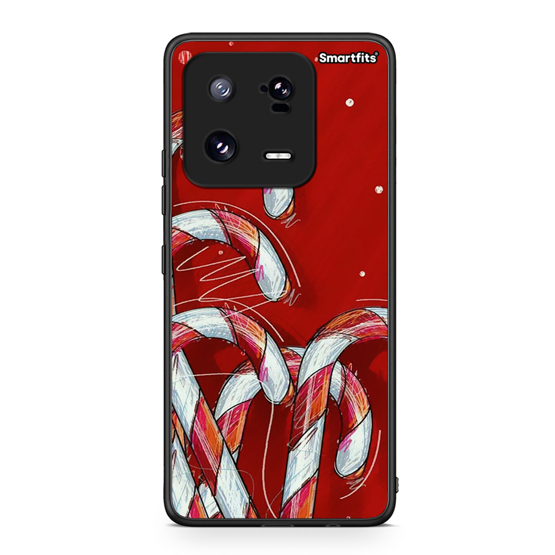 Θήκη Xiaomi 13 Pro Candy Cane από τη Smartfits με σχέδιο στο πίσω μέρος και μαύρο περίβλημα | Xiaomi 13 Pro Candy Cane Case with Colorful Back and Black Bezels