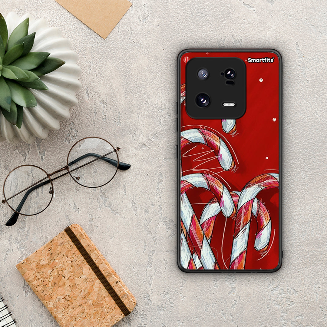 Θήκη Xiaomi 13 Candy Cane από τη Smartfits με σχέδιο στο πίσω μέρος και μαύρο περίβλημα | Xiaomi 13 Candy Cane Case with Colorful Back and Black Bezels