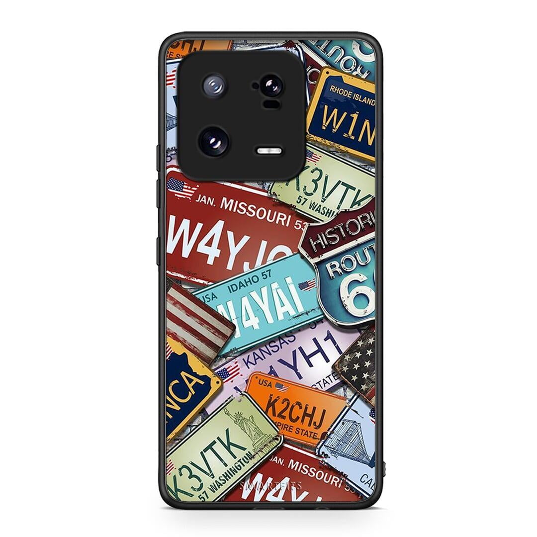 Θήκη Xiaomi 13 Car Plates από τη Smartfits με σχέδιο στο πίσω μέρος και μαύρο περίβλημα | Xiaomi 13 Car Plates Case with Colorful Back and Black Bezels