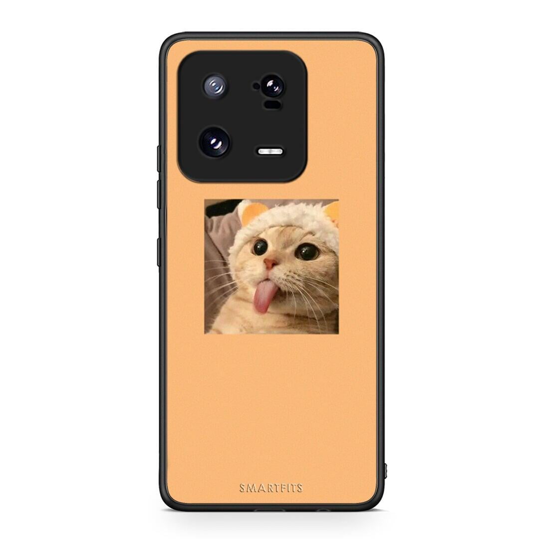 Θήκη Xiaomi 13 Cat Tongue από τη Smartfits με σχέδιο στο πίσω μέρος και μαύρο περίβλημα | Xiaomi 13 Cat Tongue Case with Colorful Back and Black Bezels