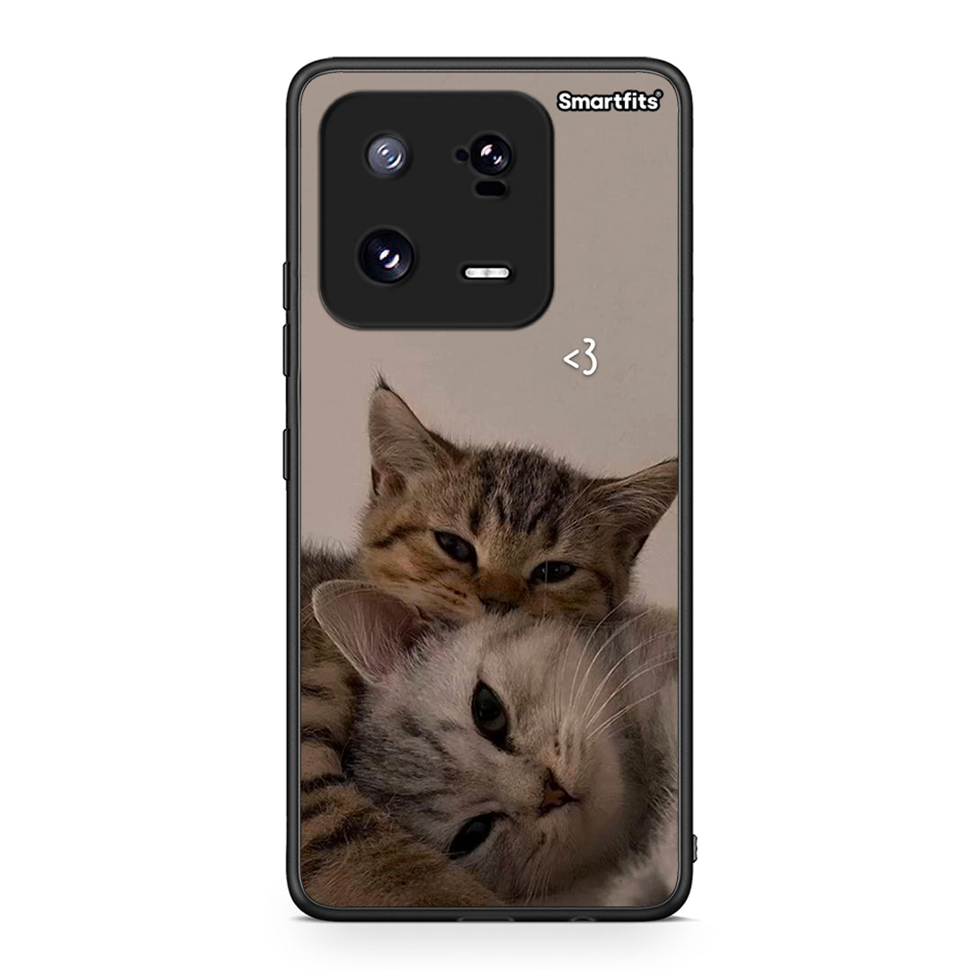 Θήκη Xiaomi 13 Pro Cats In Love από τη Smartfits με σχέδιο στο πίσω μέρος και μαύρο περίβλημα | Xiaomi 13 Pro Cats In Love Case with Colorful Back and Black Bezels