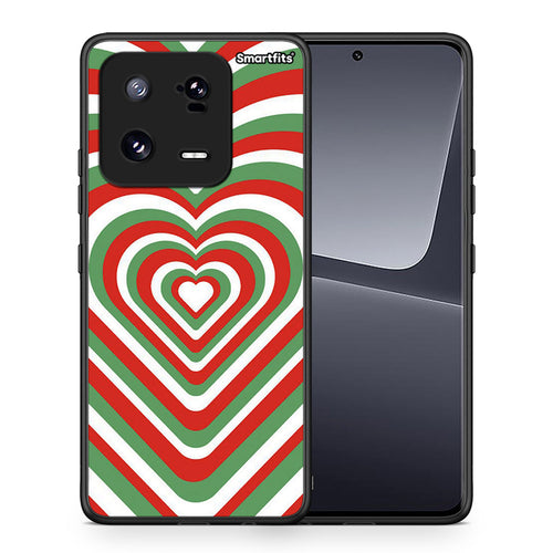 Θήκη Xiaomi 13 Christmas Hearts από τη Smartfits με σχέδιο στο πίσω μέρος και μαύρο περίβλημα | Xiaomi 13 Christmas Hearts Case with Colorful Back and Black Bezels