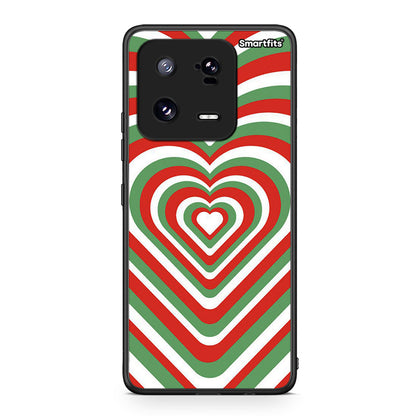 Θήκη Xiaomi 13 Christmas Hearts από τη Smartfits με σχέδιο στο πίσω μέρος και μαύρο περίβλημα | Xiaomi 13 Christmas Hearts Case with Colorful Back and Black Bezels