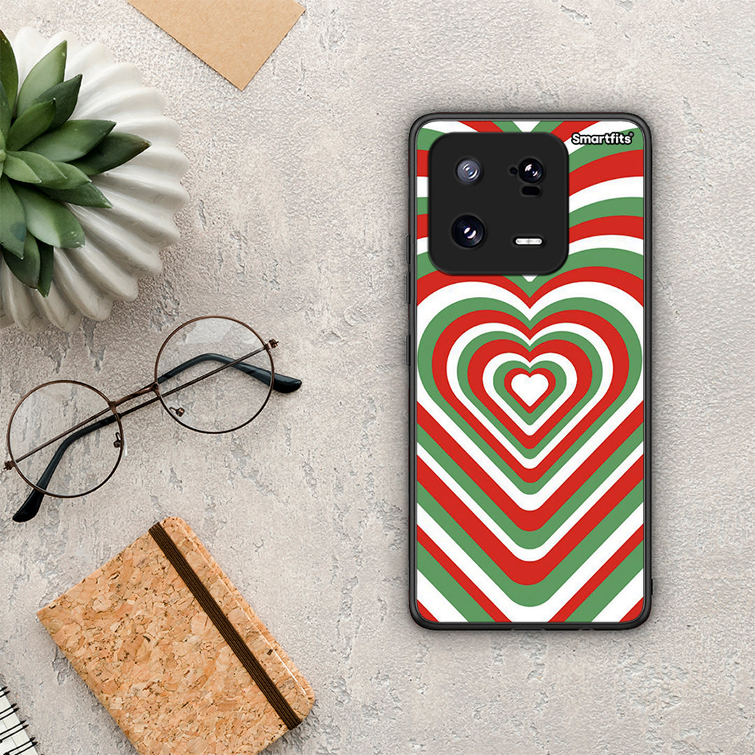 Θήκη Xiaomi 13 Pro Christmas Hearts από τη Smartfits με σχέδιο στο πίσω μέρος και μαύρο περίβλημα | Xiaomi 13 Pro Christmas Hearts Case with Colorful Back and Black Bezels